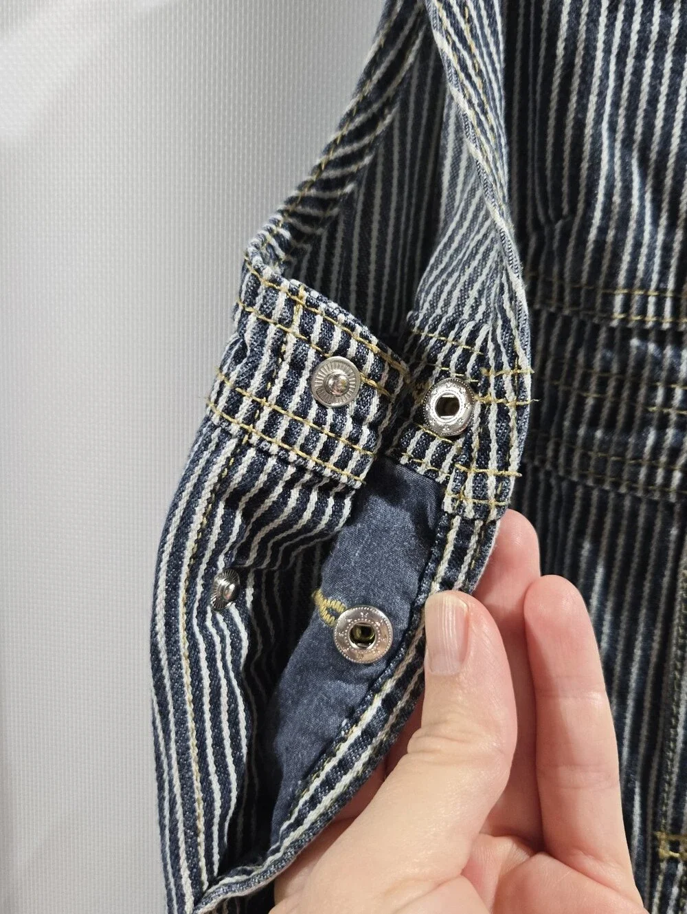 Oshkosh B'gosh Blue Striped 4t Boys Overalls 100% Cotton Copper Buttons